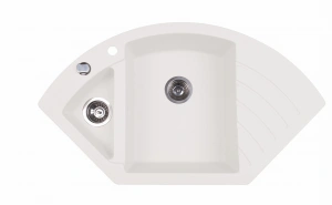 ZLEWOZMYWAK GRANITOWY BERG UNIT BRG1661 NAROŻNY BIAŁY ALABASTER - DOSTAWA GRATIS
