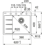 Zlewozmywak Centro CNG 611-62 TL Fragranit+ Czarny mat 114.0633.124
